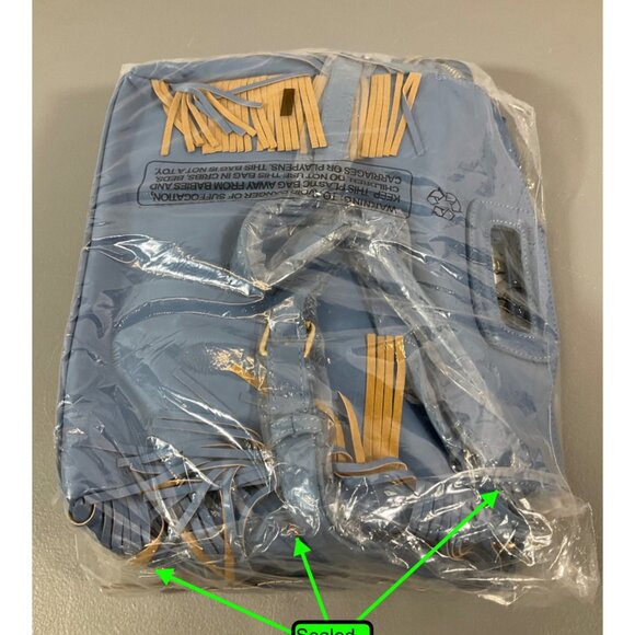 ah·dorned Denim Blue Faux Leather Fringe Handbag with Removable Straps - Picture 7 of 8